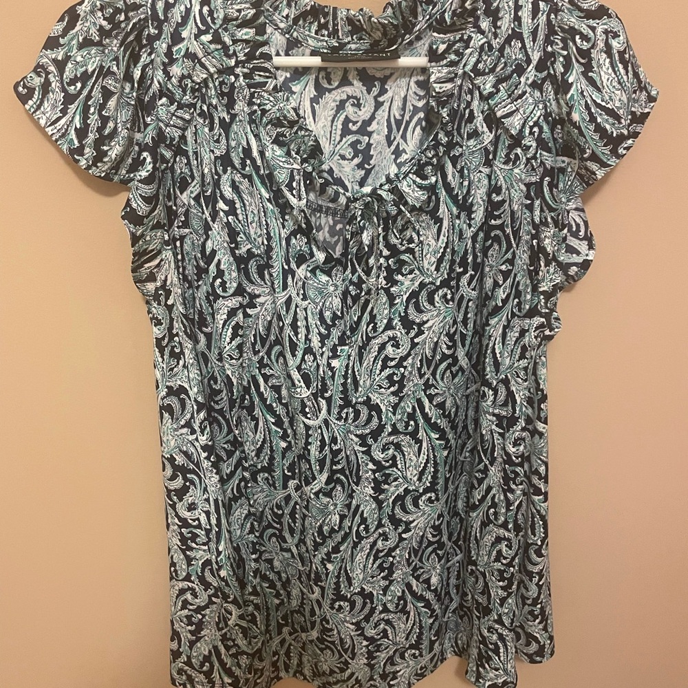 Lane Bryant Black and White Paisley Blouse